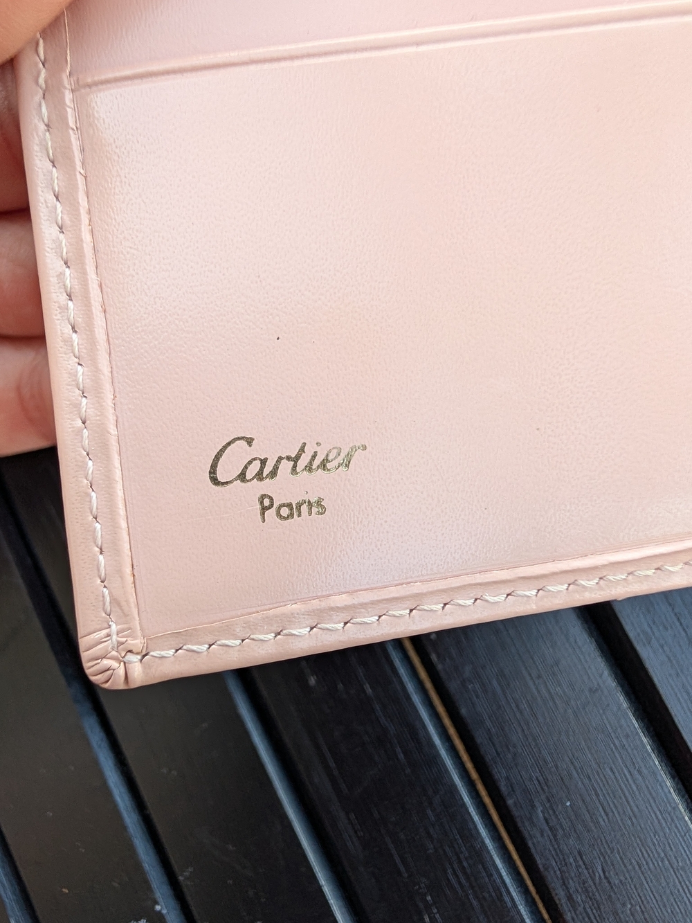 Vintage Cartier Wallet Eternity Rose Pink Leather Trifold Gold Hardware - Picture 7 of 16